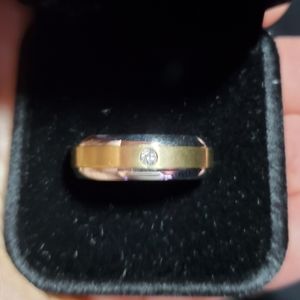 10kt Gold & Stainless Steel Men's Diamond Solitaire Ring